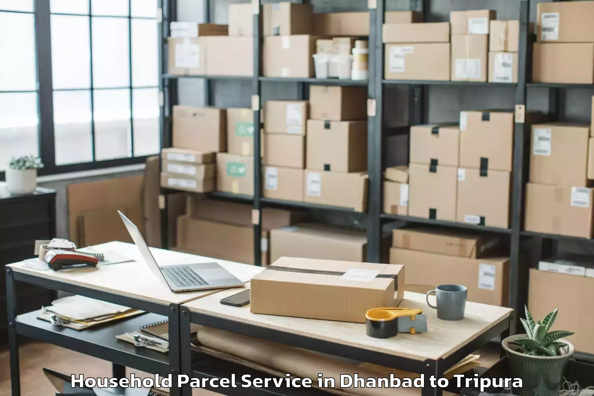 Top Dhanbad to Kailashahar Airport Ixh Household Parcel Available